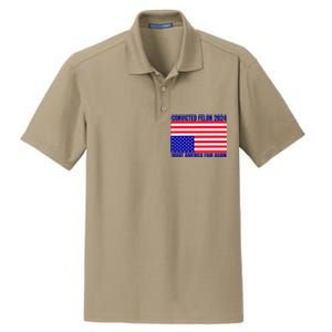 Trump 2024 Convicted Felon American Flag Dry Zone Grid Polo