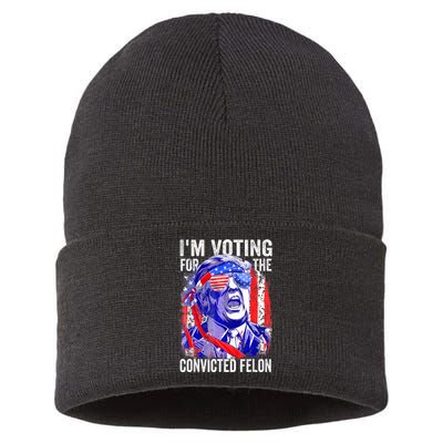 Trump 2024 Convicted Felon IM Voting Convicted Felon 2024 Sustainable Knit Beanie