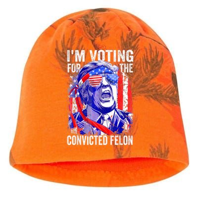 Trump 2024 Convicted Felon IM Voting Convicted Felon 2024 Kati - Camo Knit Beanie