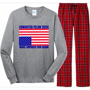 Trump 2024 Convicted Felon American Flag Distress Long Sleeve Pajama Set