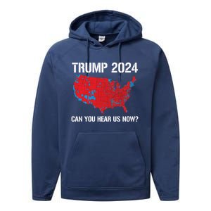 Trump 2024 Can You Hear Us Now Funny Electoral Map Gift Performance Fleece Hoodie