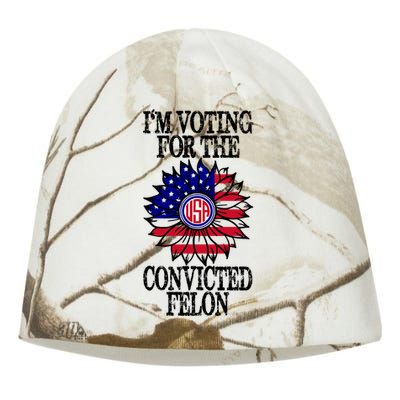 Trump 2024 Convicted Felon I Am Voting Convicted Felon 2024 Kati - Camo Knit Beanie