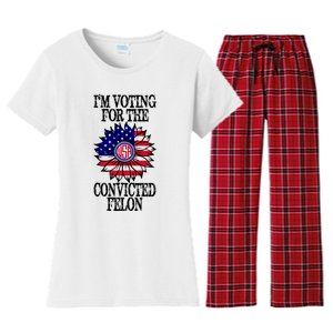 Trump 2024 Convicted Felon I Am Voting Convicted Felon 2024 Women's Flannel Pajama Set