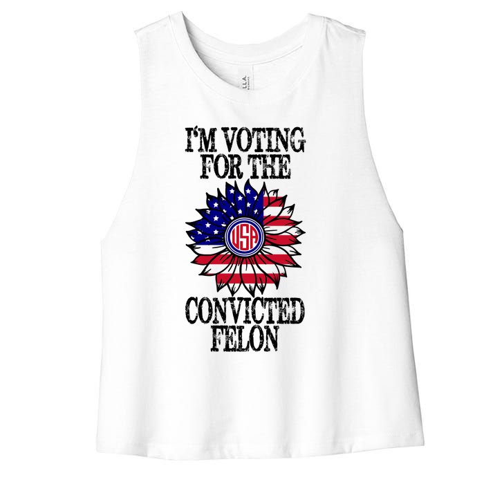 Trump 2024 Convicted Felon I Am Voting Convicted Felon 2024 Women's Racerback Cropped Tank