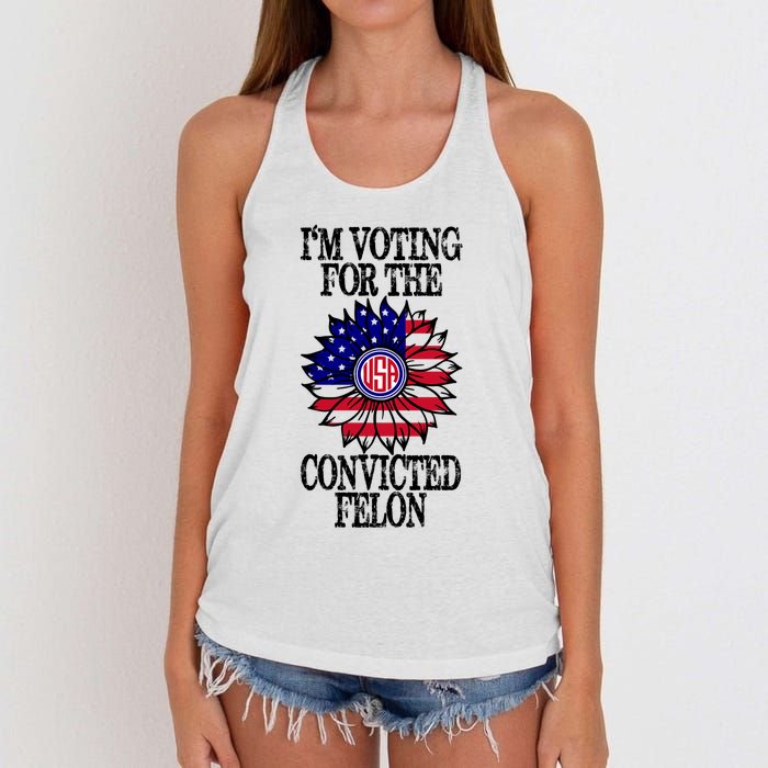 Trump 2024 Convicted Felon I Am Voting Convicted Felon 2024 Women's Knotted Racerback Tank