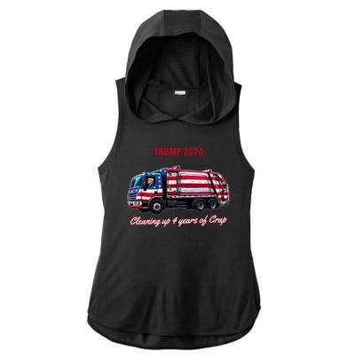 Trump 2024 Cleaning Up 4 Years Of Crap Garbage Truck Ladies PosiCharge Tri-Blend Wicking Draft Hoodie Tank