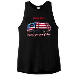 Trump 2024 Cleaning Up 4 Years Of Crap Garbage Truck Ladies PosiCharge Tri-Blend Wicking Tank