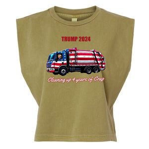 Trump 2024 Cleaning Up 4 Years Of Crap Garbage Truck Garment-Dyed Women's Muscle Tee