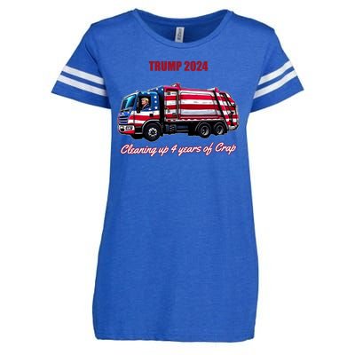 Trump 2024 Cleaning Up 4 Years Of Crap Garbage Truck Enza Ladies Jersey Football T-Shirt