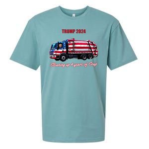 Trump 2024 Cleaning Up 4 Years Of Crap Garbage Truck Sueded Cloud Jersey T-Shirt