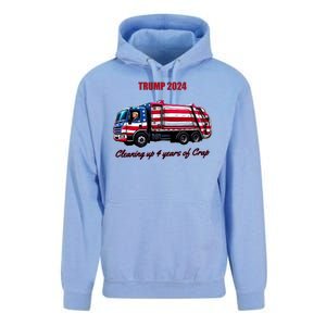 Trump 2024 Cleaning Up 4 Years Of Crap Garbage Truck Unisex Surf Hoodie