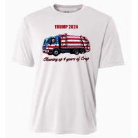 Trump 2024 Cleaning Up 4 Years Of Crap Garbage Truck Cooling Performance Crew T-Shirt