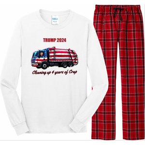 Trump 2024 Cleaning Up 4 Years Of Crap Garbage Truck Long Sleeve Pajama Set