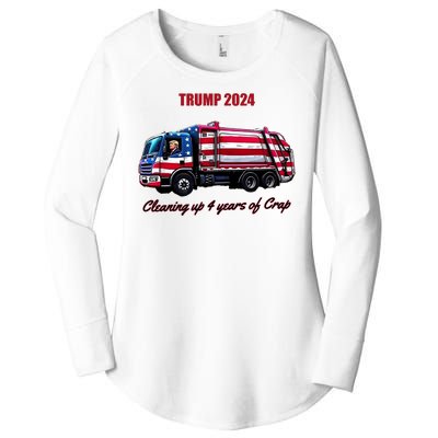 Trump 2024 Cleaning Up 4 Years Of Crap Garbage Truck Women's Perfect Tri Tunic Long Sleeve Shirt