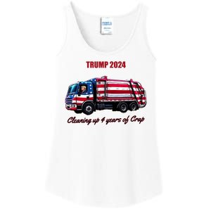 Trump 2024 Cleaning Up 4 Years Of Crap Garbage Truck Ladies Essential Tank