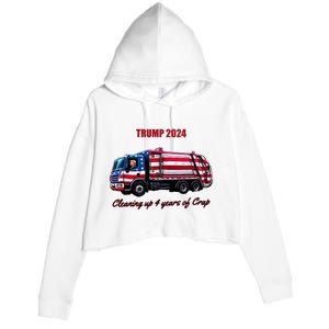 Trump 2024 Cleaning Up 4 Years Of Crap Garbage Truck Crop Fleece Hoodie