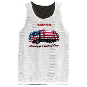 Trump 2024 Cleaning Up 4 Years Of Crap Garbage Truck Mesh Reversible Basketball Jersey Tank