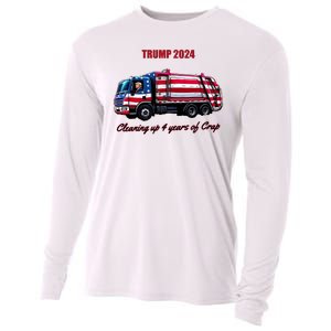 Trump 2024 Cleaning Up 4 Years Of Crap Garbage Truck Cooling Performance Long Sleeve Crew