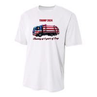 Trump 2024 Cleaning Up 4 Years Of Crap Garbage Truck Youth Performance Sprint T-Shirt