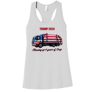 Trump 2024 Cleaning Up 4 Years Of Crap Garbage Truck Women's Racerback Tank