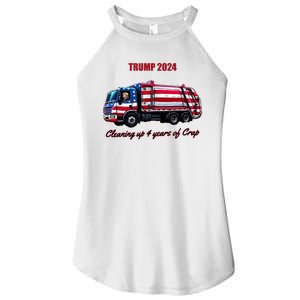 Trump 2024 Cleaning Up 4 Years Of Crap Garbage Truck Women's Perfect Tri Rocker Tank