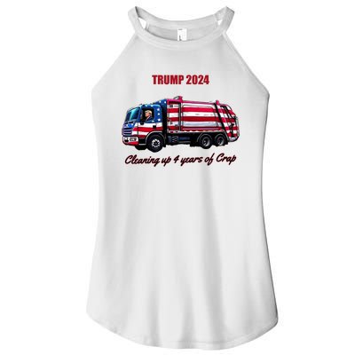 Trump 2024 Cleaning Up 4 Years Of Crap Garbage Truck Women’s Perfect Tri Rocker Tank