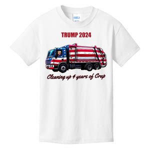 Trump 2024 Cleaning Up 4 Years Of Crap Garbage Truck Kids T-Shirt