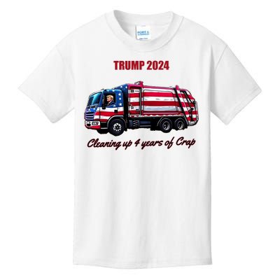 Trump 2024 Cleaning Up 4 Years Of Crap Garbage Truck Kids T-Shirt