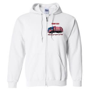 Trump 2024 Cleaning Up 4 Years Of Crap Garbage Truck Full Zip Hoodie