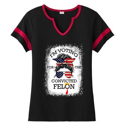 Trump 2024 Convicted Felon IM Voting Convicted Felon 2024 Ladies Halftime Notch Neck Tee