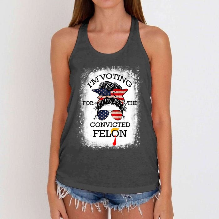 Trump 2024 Convicted Felon IM Voting Convicted Felon 2024 Women's Knotted Racerback Tank