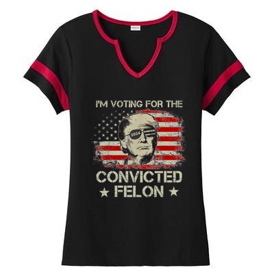 Trump 2024 Convicted Felon IM Voting Convicted Felon 2024 Ladies Halftime Notch Neck Tee