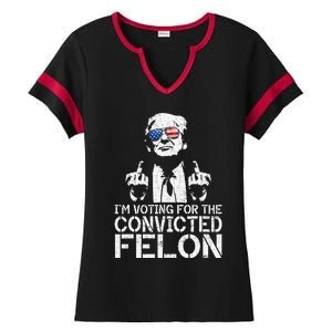 Trump 2024 Convicted Felon IM Voting Convicted Felon 2024 Ladies Halftime Notch Neck Tee