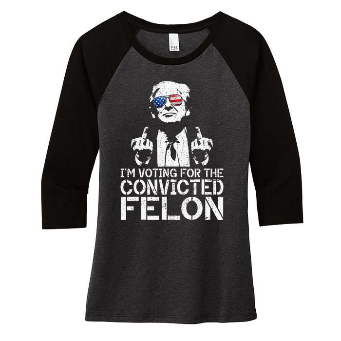 Trump 2024 Convicted Felon IM Voting Convicted Felon 2024 Women's Tri-Blend 3/4-Sleeve Raglan Shirt