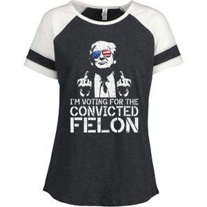 Trump 2024 Convicted Felon IM Voting Convicted Felon 2024 Enza Ladies Jersey Colorblock Tee