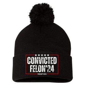 Trump 2024 Convicted Felon Pom Pom 12in Knit Beanie