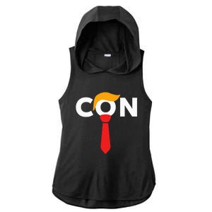 Trump 2024 Convicted Felon Don The Con Ladies PosiCharge Tri-Blend Wicking Draft Hoodie Tank