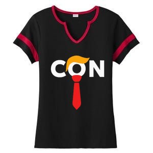 Trump 2024 Convicted Felon Don The Con Ladies Halftime Notch Neck Tee