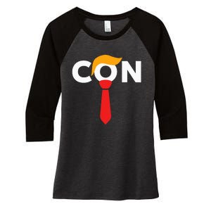 Trump 2024 Convicted Felon Don The Con Women's Tri-Blend 3/4-Sleeve Raglan Shirt