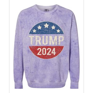 Trump 2024 Campaign Button Re Elect President Trump Colorblast Crewneck Sweatshirt