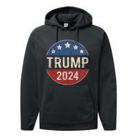 Trump 2024 Campaign Button Re Elect President Trump Performance Fleece Hoodie