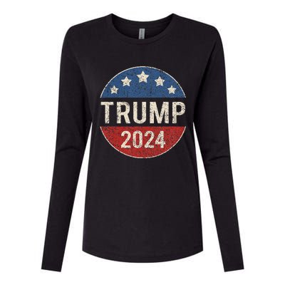 Trump 2024 Campaign Button Re Elect President Trump Womens Cotton Relaxed Long Sleeve T-Shirt