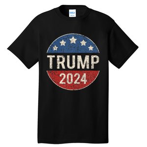 Trump 2024 Campaign Button Re Elect President Trump Tall T-Shirt