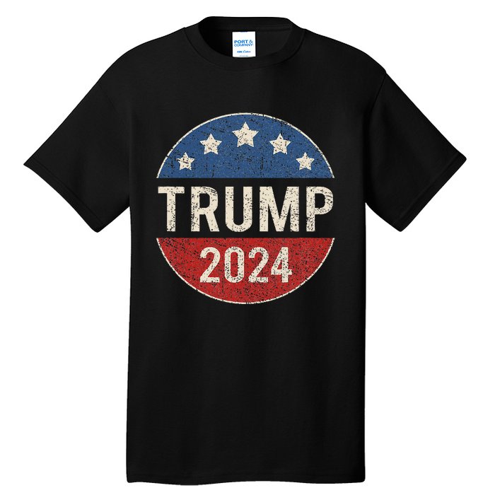 Trump 2024 Campaign Button Re Elect President Trump Tall T-Shirt