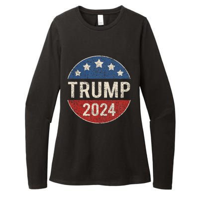 Trump 2024 Campaign Button Re Elect President Trump Womens CVC Long Sleeve Shirt