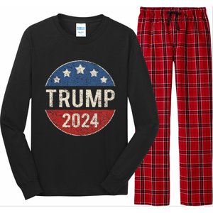 Trump 2024 Campaign Button Re Elect President Trump Long Sleeve Pajama Set