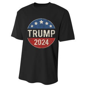 Trump 2024 Campaign Button Re Elect President Trump Performance Sprint T-Shirt