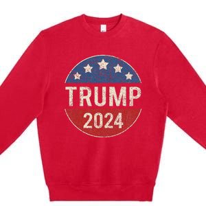 Trump 2024 Campaign Button Re Elect President Trump Premium Crewneck Sweatshirt