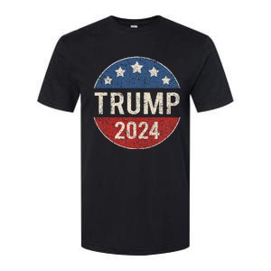 Trump 2024 Campaign Button Re Elect President Trump Softstyle CVC T-Shirt