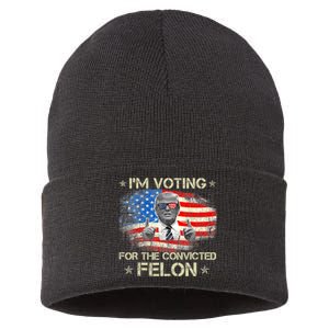 Trump 2024 Convicted Felon IM Voting Convicted Felon 2024 Sustainable Knit Beanie